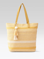 PRIMROSE Cotton Tote Bag with Yellow Tassel