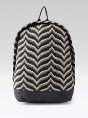 PRIMROSE Backpack with Chevron Pattern, Black and Beige