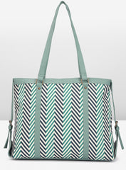 PRIMROSE Green Geometric Printed Shoulder Bag