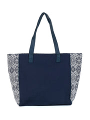 PRIMROSE Large Canvas Tote Bag, Grey and Navy Diamond Pattern, Geometric Print Shopping Shoulder Bag