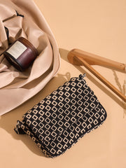 PRIMROSE Geometric Pattern Crossbody Bag, Brown Print, Adjustable Shoulder Strap