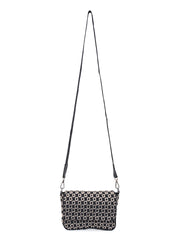 PRIMROSE Geometric Pattern Crossbody Bag, Black and White Print, Adjustable Shoulder Strap