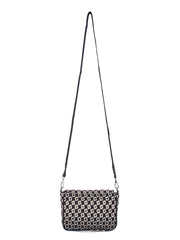 PRIMROSE Geometric Pattern Crossbody Bag, Black and White Print, Adjustable Shoulder Strap
