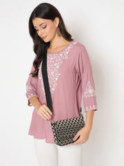 PRIMROSE Geometric Pattern Crossbody Bag, Brown Print, Adjustable Shoulder Strap