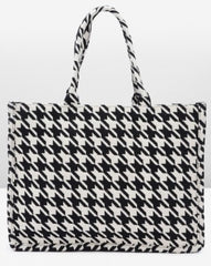 PRIMROSE Black and White Houndstooth Pattern Tote Bag for Women