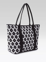 PRIMROSE Tote Bag, Black and White, Diamond Pattern