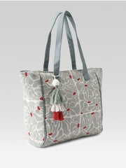 PRIMROSE Floral Print Tote Bag, with Tassel Charm, Spacious Interior