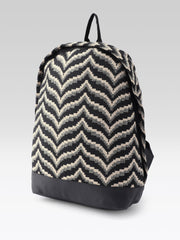 PRIMROSE Backpack with Chevron Pattern, Black and Beige