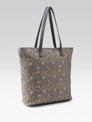 PRIMROSE Canvas Tote Bag with Gold Floral Embroidery