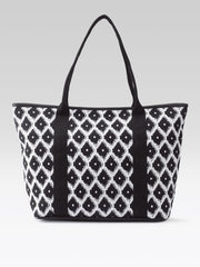 PRIMROSE Tote Bag, Black and White, Diamond Pattern