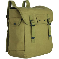 Cotton Canvas Small Musette Bag 22 OZ Backpack, Olive Drab