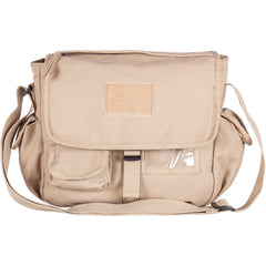 Heavy Duty Cotton Canvas 22 OZ, Retro Messenger Bag, Khaki, Style: Plain