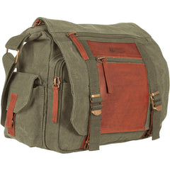 Heavy Duty Cotton Canvas 22 OZ, Deluxe Concealed-Carry Messenger Bag, With Real Leather Trim