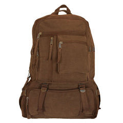 Cotton Canvas Backpack 22 OZ, Brown, Multiple Pockets, Vintage Style