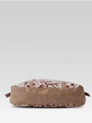 PRIMROSE Floral Tote Bag, Burgundy and Cream, Zip Closure, Spacious Shoulder Bag