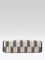 PRIMROSE Striped Tote Bag, Black White Yellow, Woven Pattern