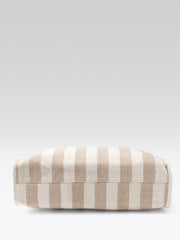PRIMROSE Striped Tote Bag, Beige and White Vertical Stripes, Canvas Material, Shoulder Handbag with Handles