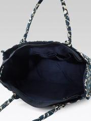 PRIMROSE Woven Tote Bag, Ethnic Print, Cotton Fabric (Navy Blue)
