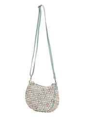 RIMROCK Floral Pattern Crossbody Bag, Mint Green Shoulder Strap, Textured Fabric Design