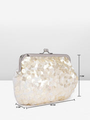 PRIMROSE Women's Cream Beaded Clutch Purse with Chain Handle