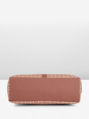 PRIMROSE Floral Print Tote Bag with Buckle Detail, Pink and Cream Pattern, Shoulder Straps