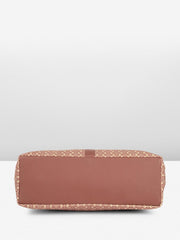 PRIMROSE Floral Print Tote Bag with Buckle Detail, Pink and Cream Pattern, Shoulder Straps