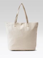 PRIMROSE Embroidered Canvas Tote Bag with Blue Floral Design, Decorative Tassels, Cream Colour