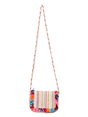 RIMROCK Bohemian Crossbody Bag, Multicolour Fringe Trim, Braided Strap, Woven Pattern
