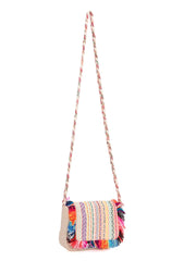 RIMROCK Bohemian Crossbody Bag, Multicolour Fringe Trim, Braided Strap, Woven Pattern