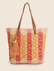 PRIMROSE Handwoven Straw Tote Bag with Tassels Multicolour