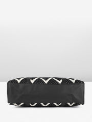 PRIMROSE Black and White Zig-Zag Patterned Tote Bag for Women
