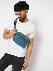 Rimrock Canvas Travel Waist Pack, Unisex Fanny Bag with Leather Trim, Blue