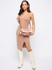 PRIMROSE Fringe Trim Woven Crossbody Bag with Tassels, Multicolour