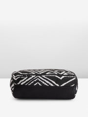 PRIMROSE Black and White Geometric Patterned Tote Bag with Tassels