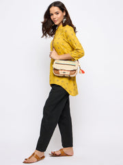 PRIMROSE Boho Fringed Crossbody Bag with Embroidery, Multi-Colour