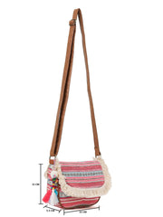 PRIMROSE Fringe Trim Woven Crossbody Bag with Tassels, Multicolour
