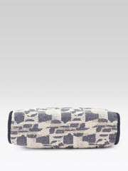 PRIMROSE Woven Tote Bag, Blue and Beige Floral Pattern