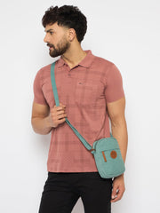 RIMROCK Canvas Crossbody Utility Bag, Mint Green with Leather Accents and Mountain Badge