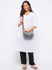 PRIMROSE Ethnic Boho Sling Bag for Women, Woven Fabric with Tassels