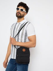 RIMROCK Mini Canvas Backpack with Leather Patch, Black, Vintage Brass Hardware