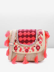 PRIMROSE Handcrafted Boho Shoulder Bag with Tassels, Embroidery
