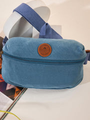 Rimrock Canvas Travel Waist Pack, Unisex Fanny Bag with Leather Trim, Blue