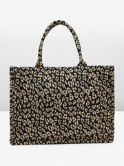 PRIMROSE Leopard Print Tote Bag for Women Black and Beige