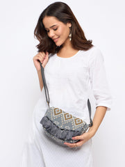 PRIMROSE Ethnic Boho Sling Bag for Women, Woven Fabric with Tassels