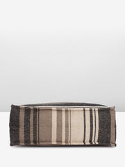 PRIMROSE Striped Canvas Tote Bag Beige and Brown