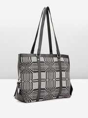 PRIMROSE Geometric Pattern Tote Bag Black and White