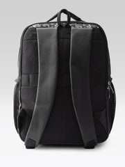 PRIMROSE Floral Pattern Backpack with Multiple Compartments, Black and White Design