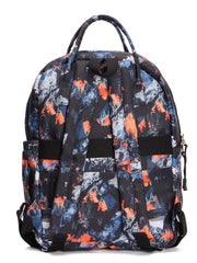RIMROCK Mountain Print Backpack with Multiple Compartments, Blue and Orange Snow Pattern Design