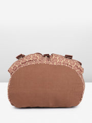 PRIMROSE Floral Pattern Canvas Backpack, Braided Trim, Dual Front Pockets, Pink-Brown