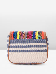 PRIMROSE Handcrafted Multicoloured Woven Crossbody Bag with Tassels Tan